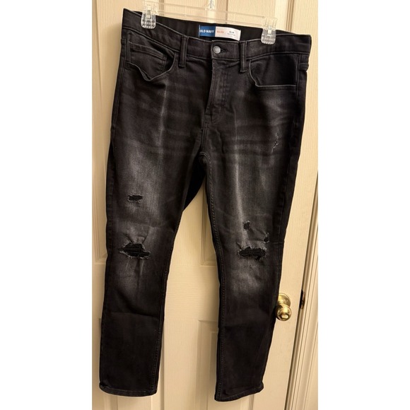 Old Navy Other - Old Navy‎ Mens Black Distressed Slim Built In Flex Jeans Size 32x32